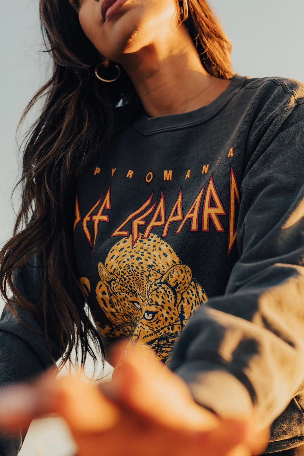 Def Leppard Upcycle Golden Sweatshirt - eloise boutique