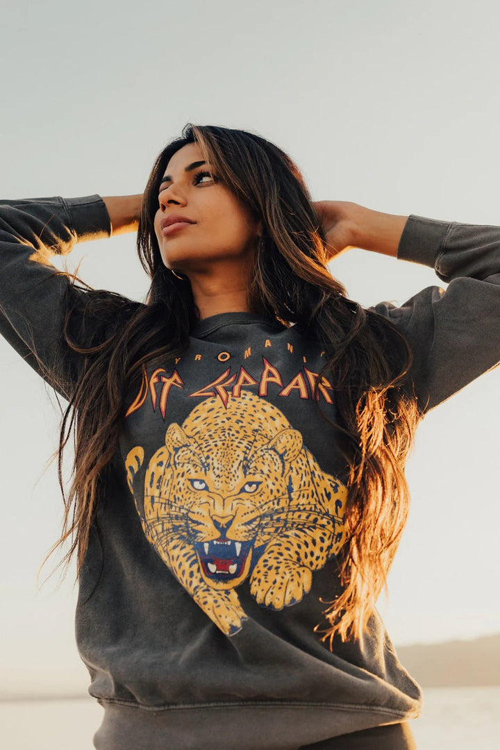 Def Leppard Upcycle Golden Sweatshirt - eloise boutique