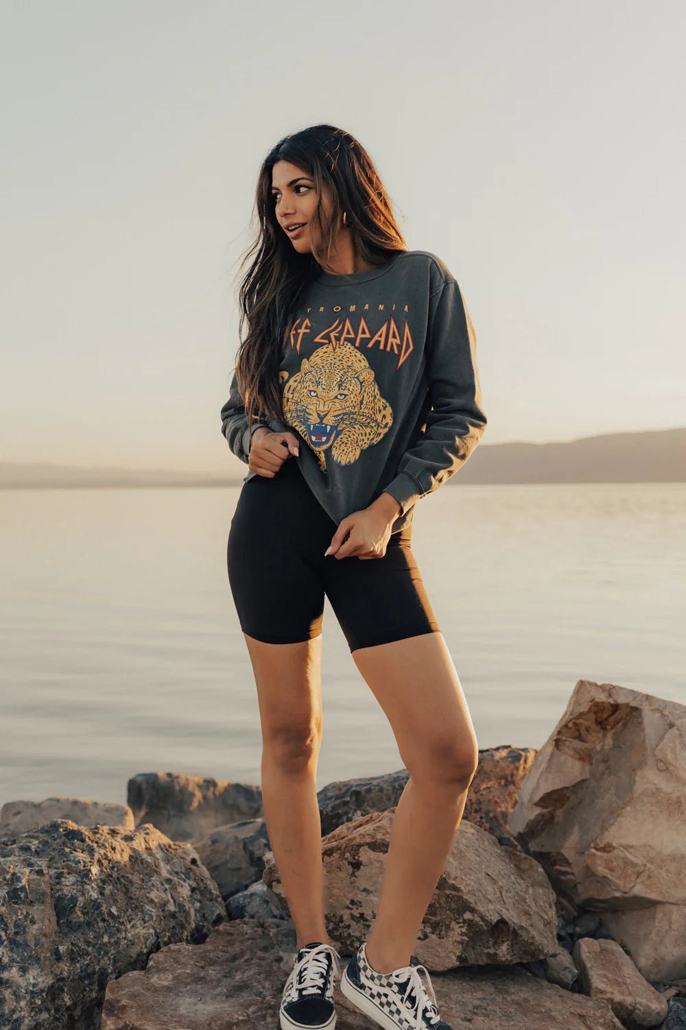 Def Leppard Upcycle Golden Sweatshirt - eloise boutique
