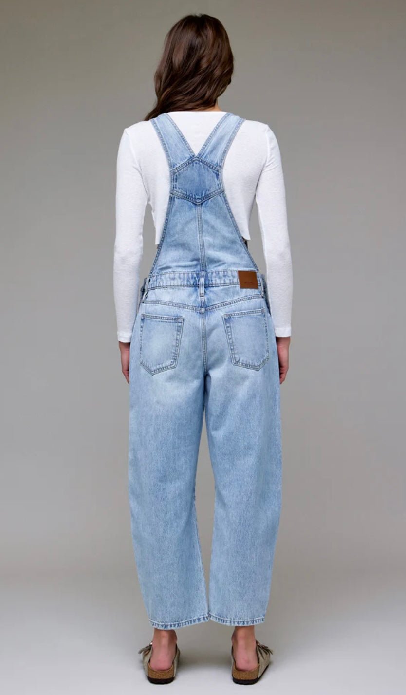 DYLAN light wash classic barrel cropped overall - eloise boutique