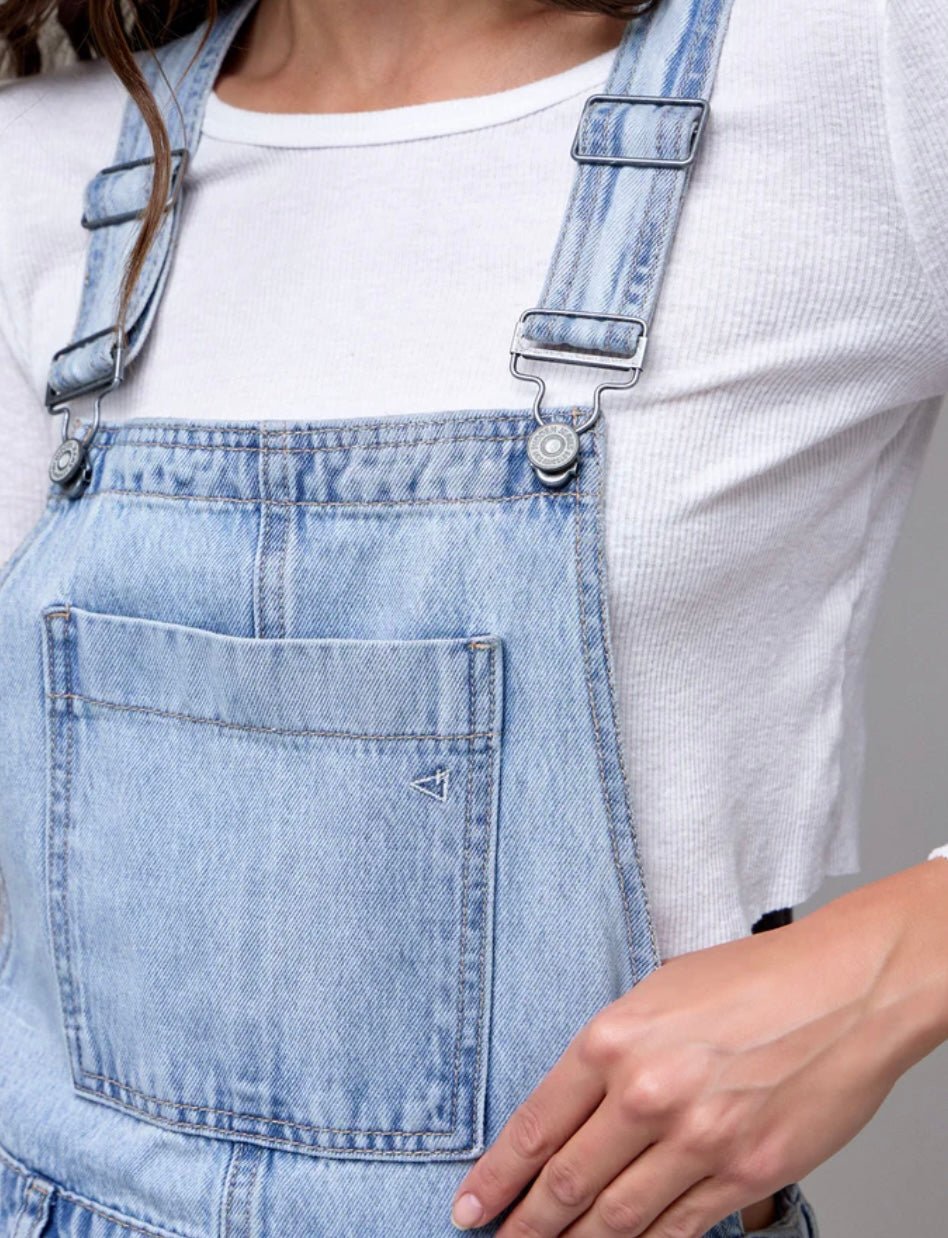 DYLAN light wash classic barrel cropped overall - eloise boutique