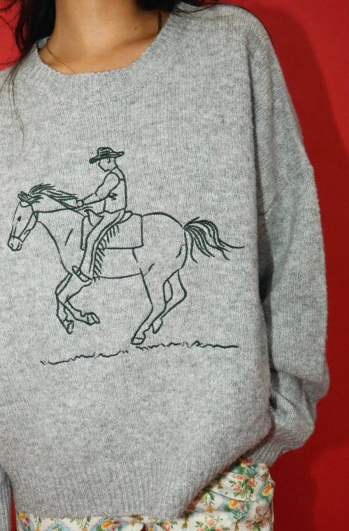 Embroidered Cowboy Knit Sweater - eloise boutique