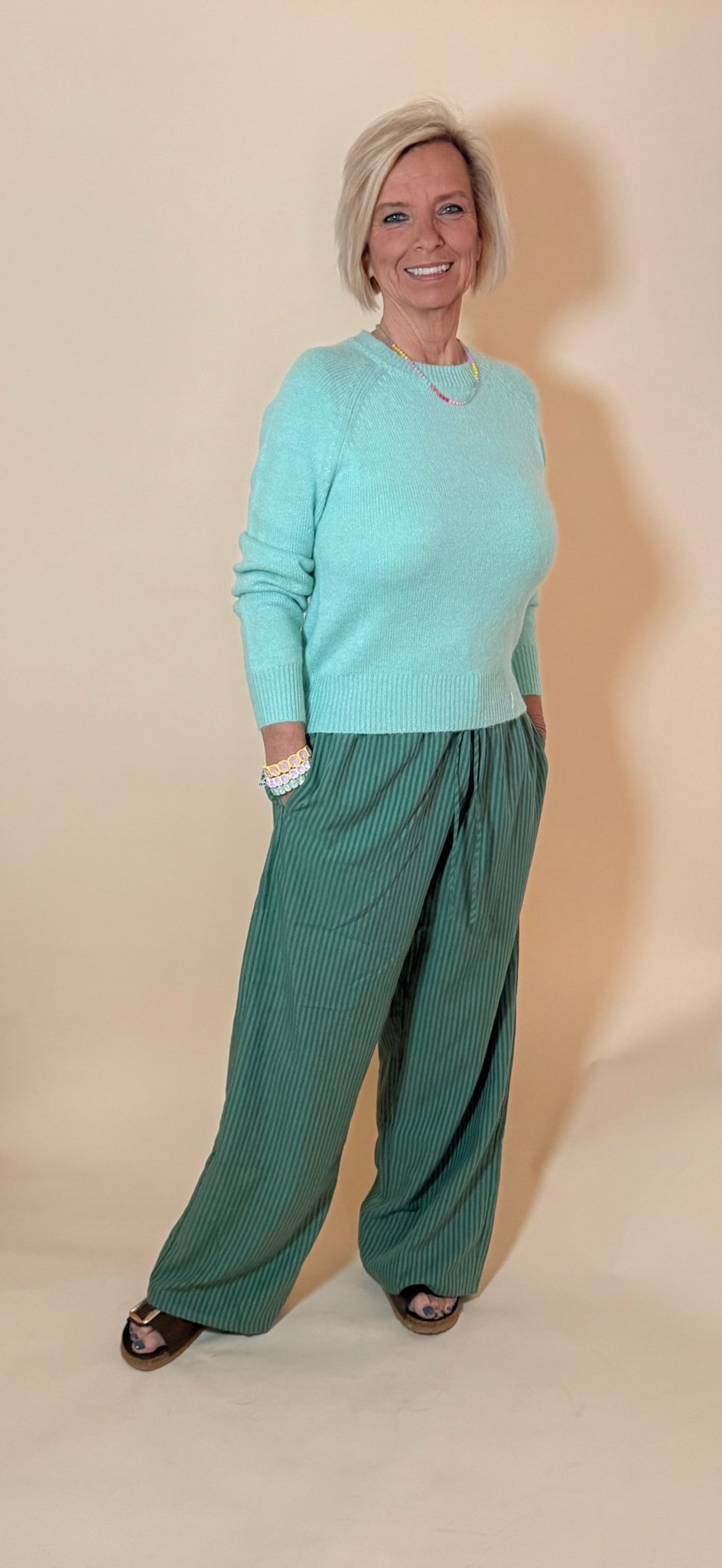 Emerald Ease Striped Trousers - eloise boutique