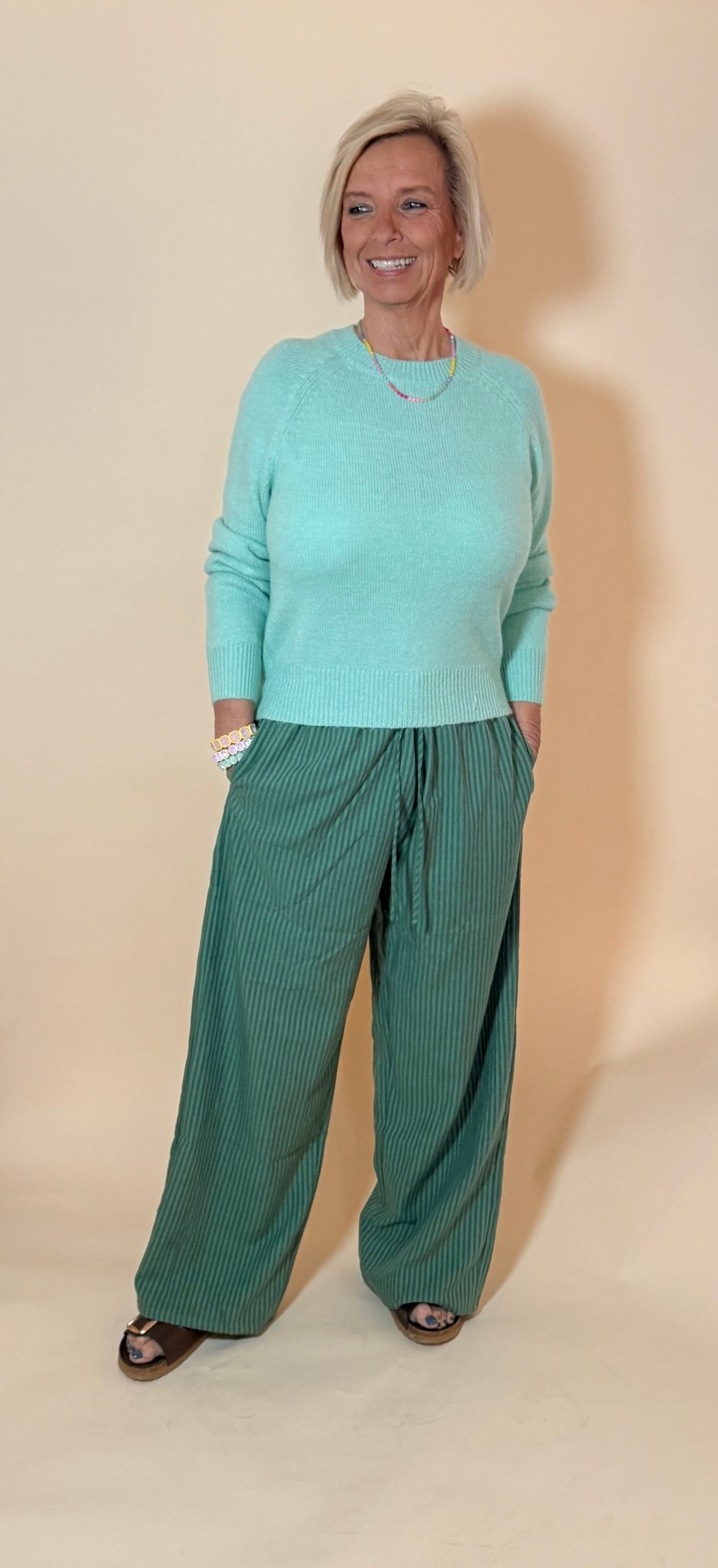 Emerald Ease Striped Trousers - eloise boutique