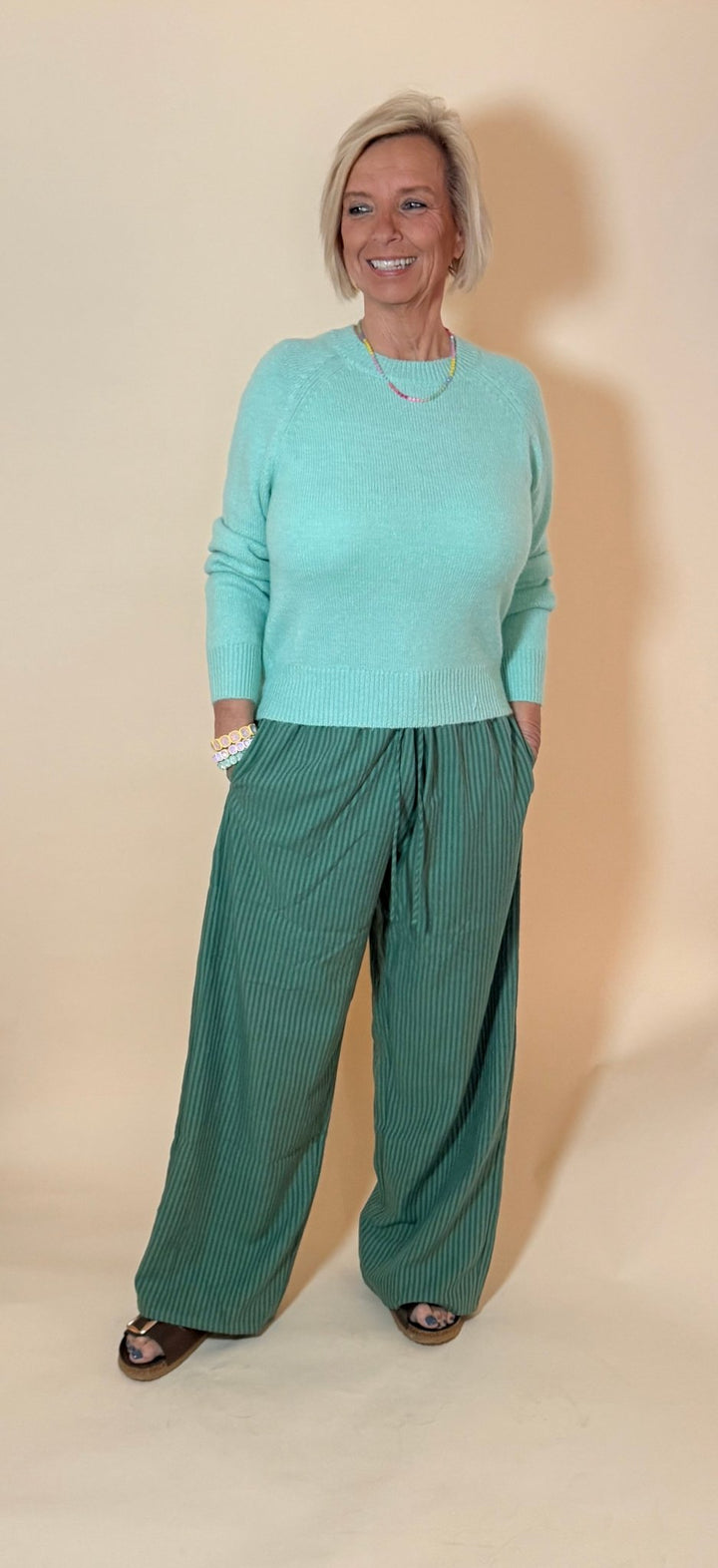 Emerald Ease Striped Trousers - eloise boutique