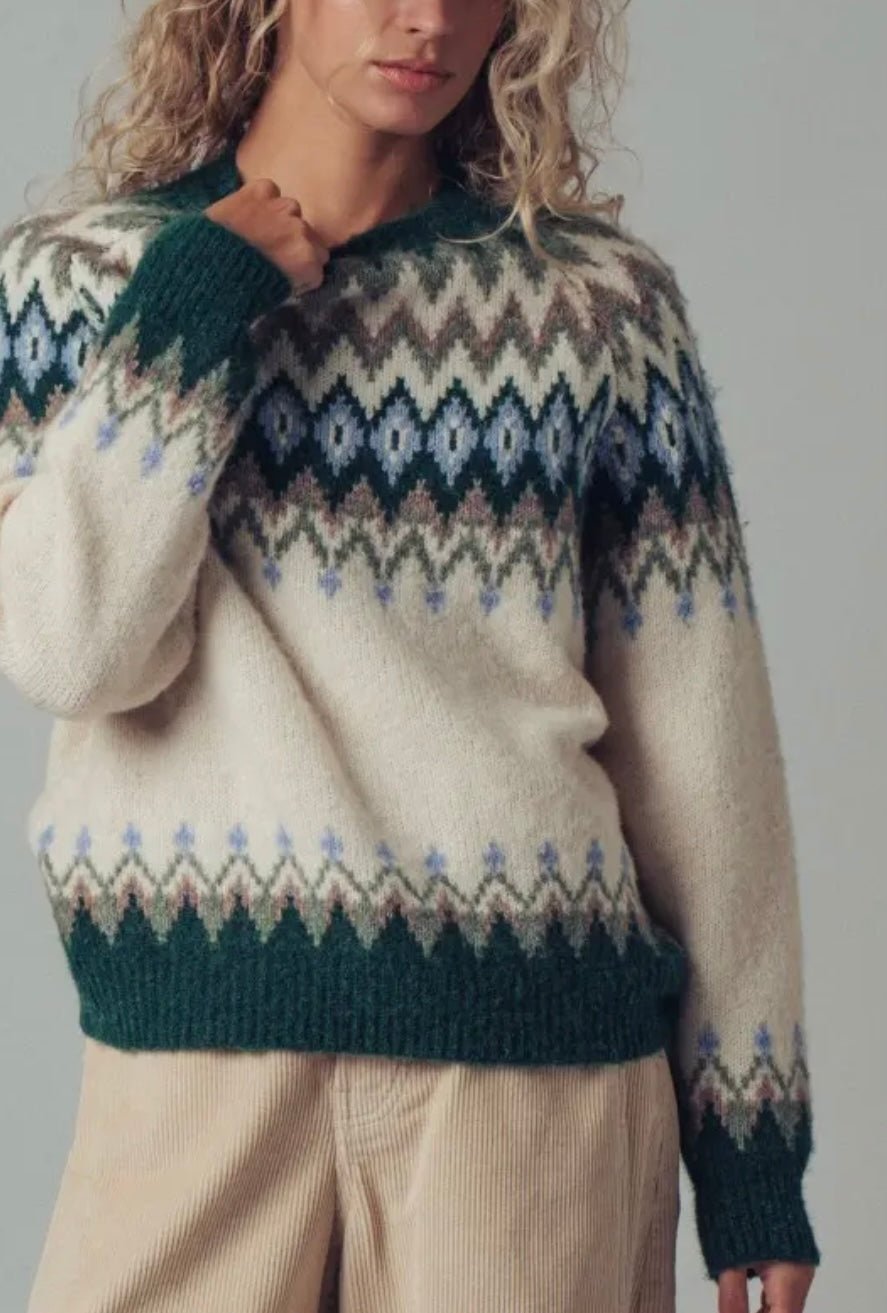 Fair Isle Wool Blend Sweater Top - eloise boutique