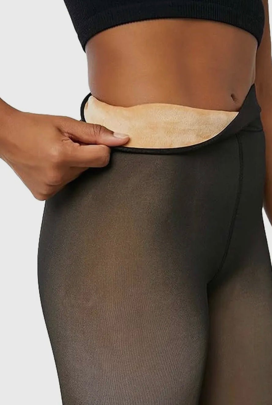 Fake Sheer Fleece Lined Pantyhose Tights - OSFM - eloise boutique
