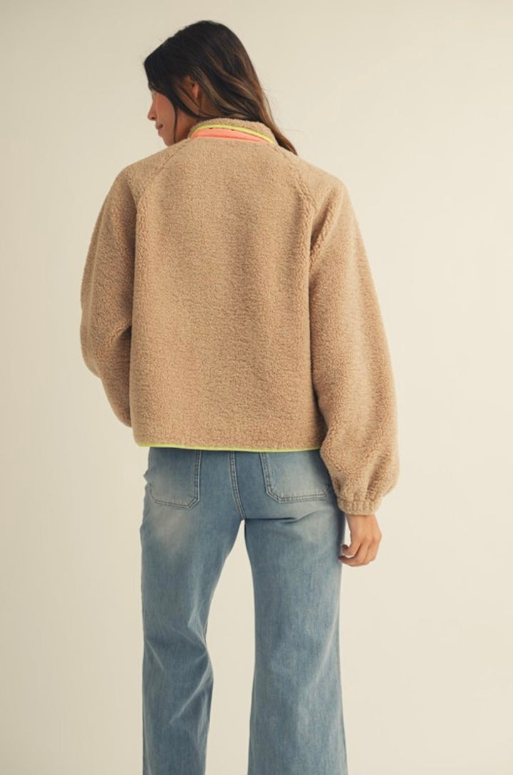 Fleece Daily Colorblock Button Pullover - eloise boutique