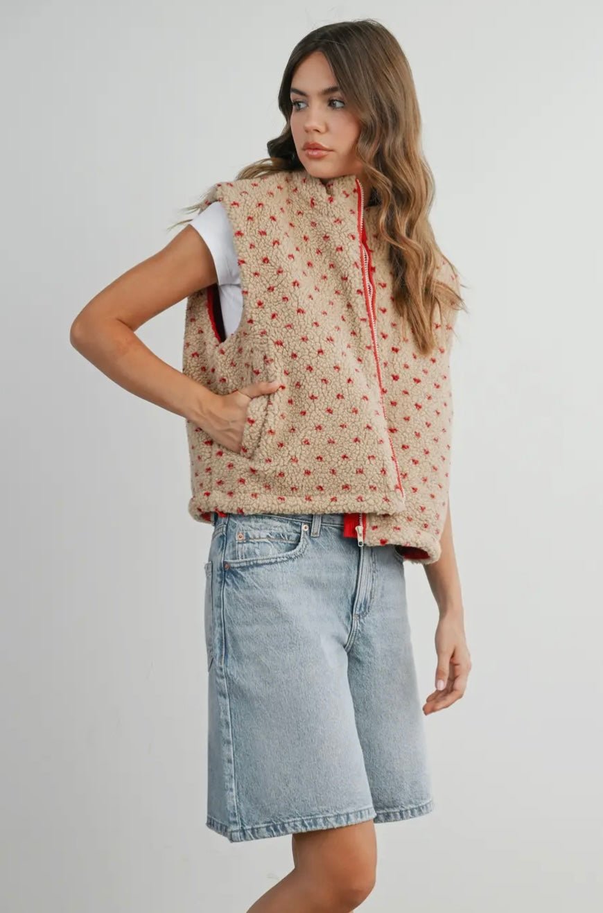 Floral Fleece Vest - eloise boutique