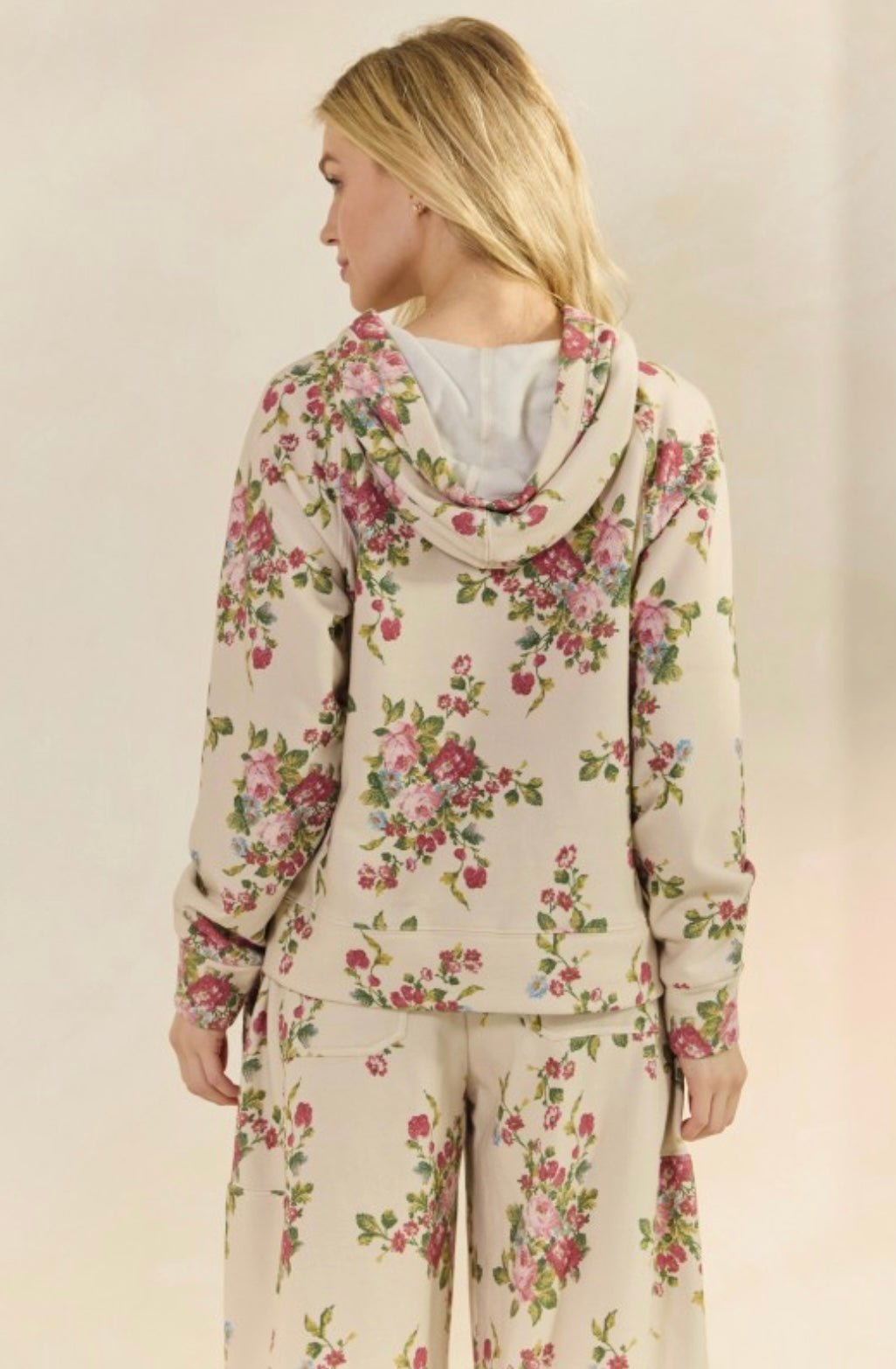Floral Print French Terry Hoodie - eloise boutique
