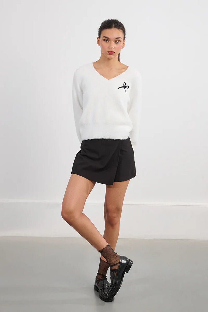 Fluffy Knit Bow Sweater - eloise boutique
