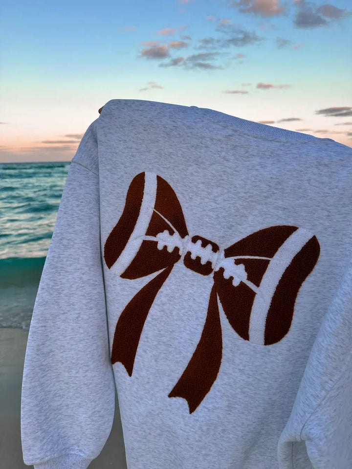 Football Bows Embroidered Sweatshirt - eloise boutique