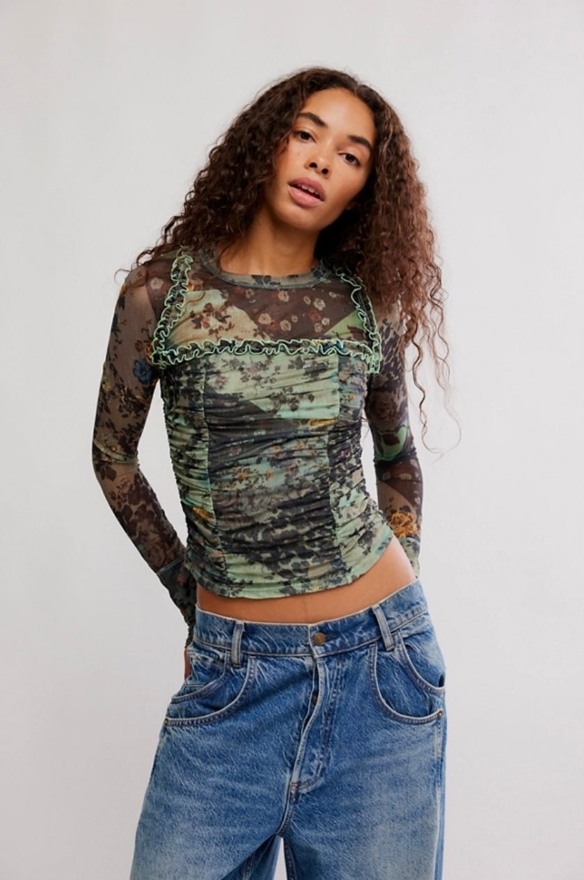 Free People Ariana Long Sleeve Ruched Top - eloise boutique