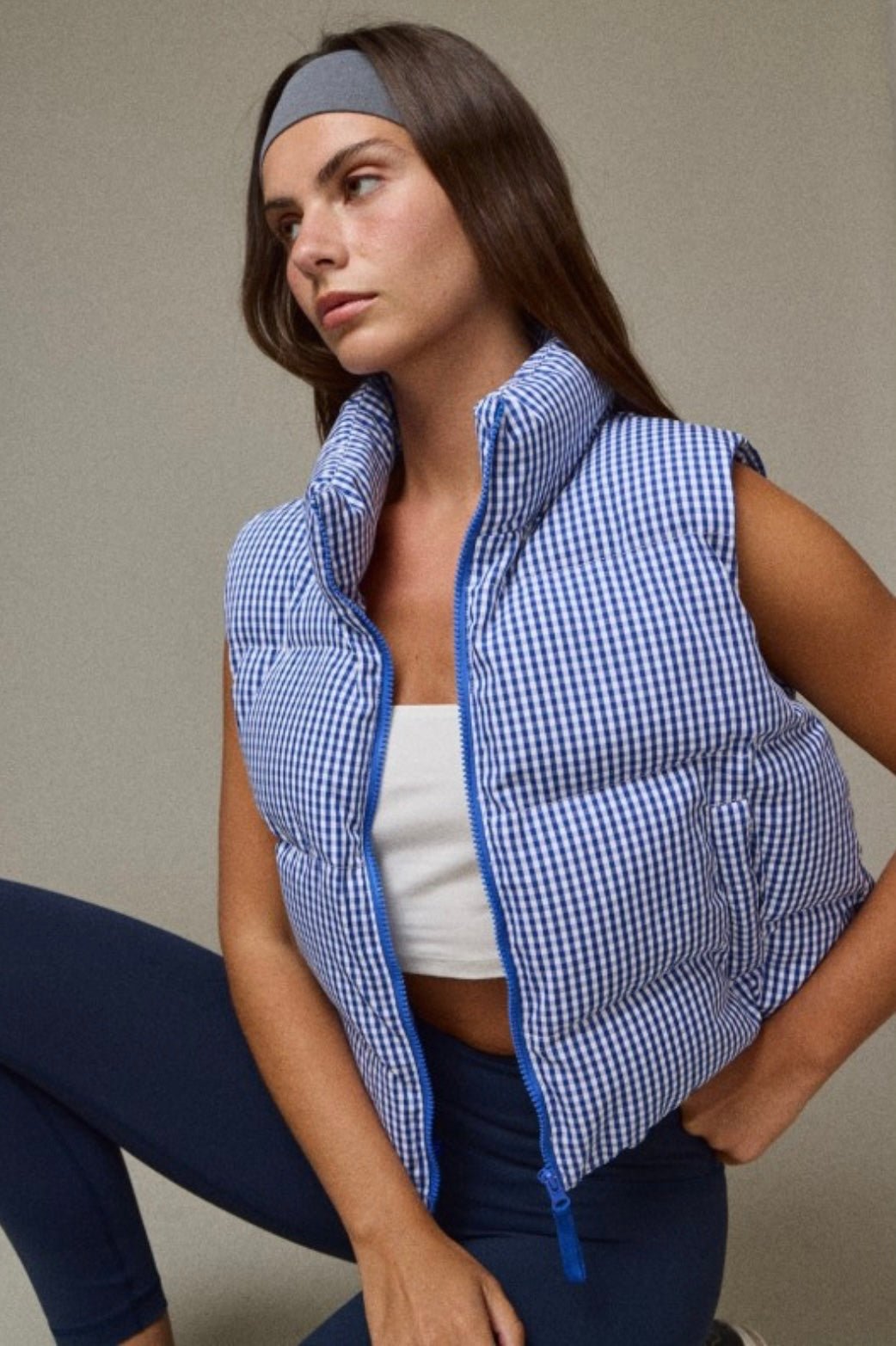 Gingham Puffer Vest - eloise boutique
