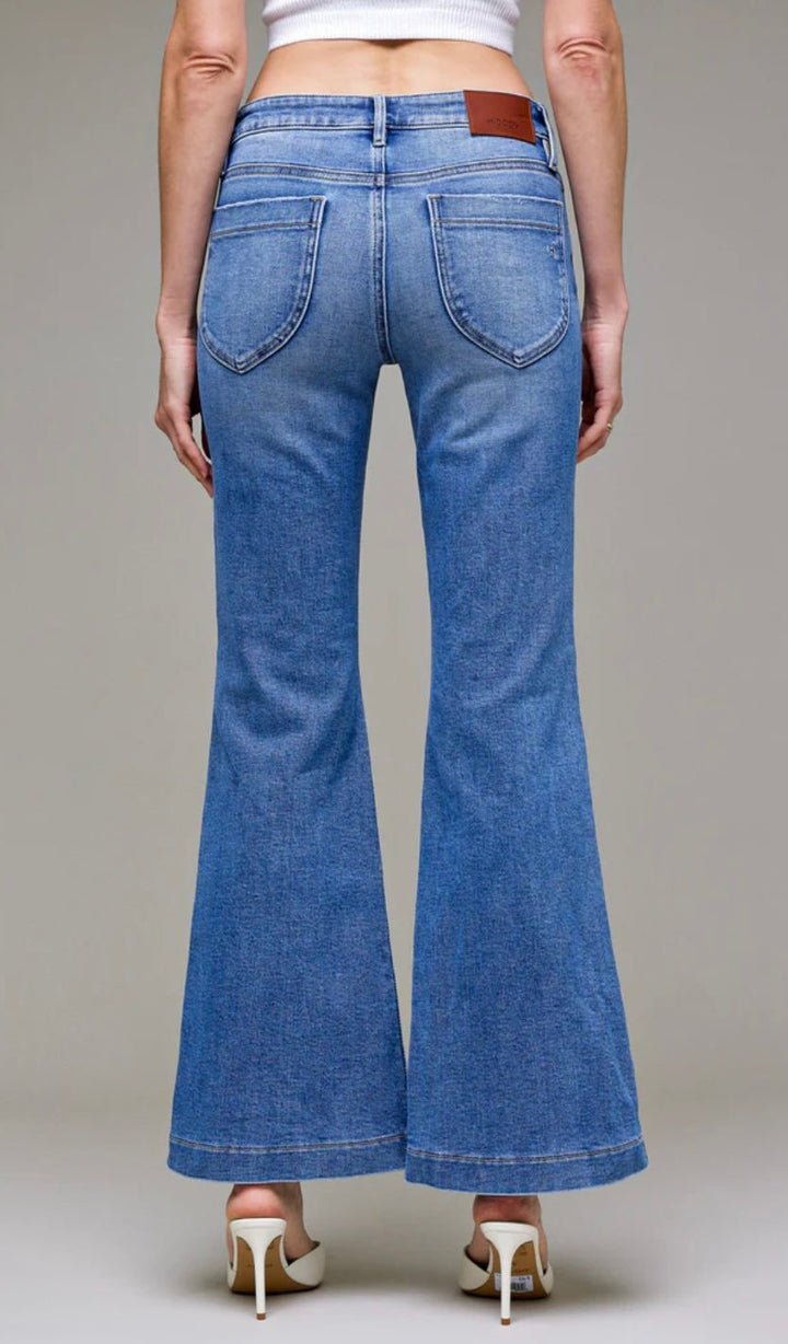 HAPPI Medium Light Stretch Clean Low Rise Flare Jean - eloise boutique
