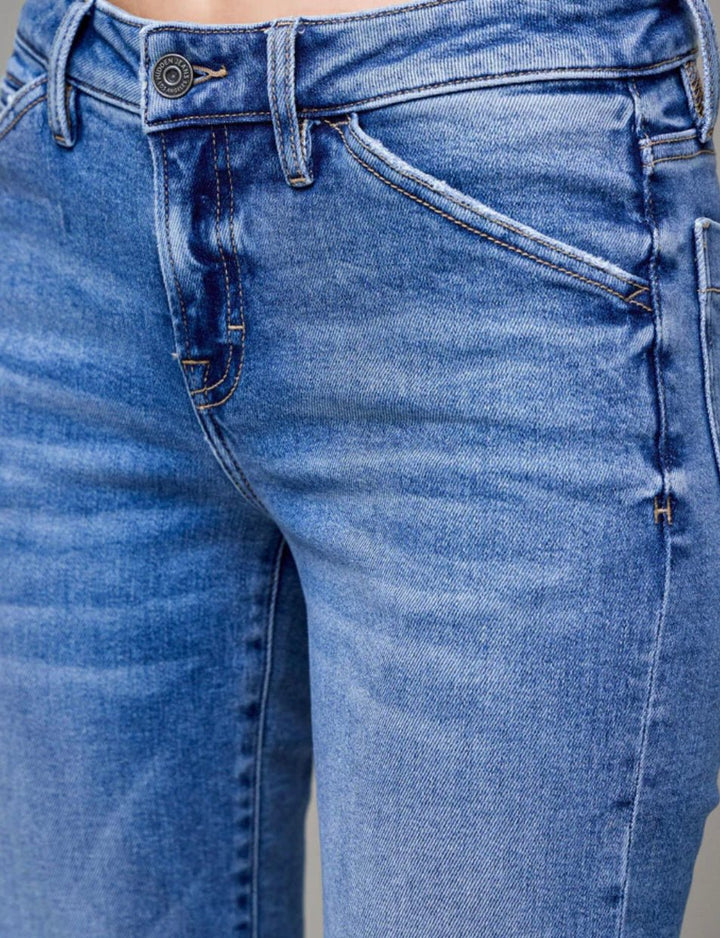 HAPPI Medium Light Stretch Clean Low Rise Flare Jean - eloise boutique