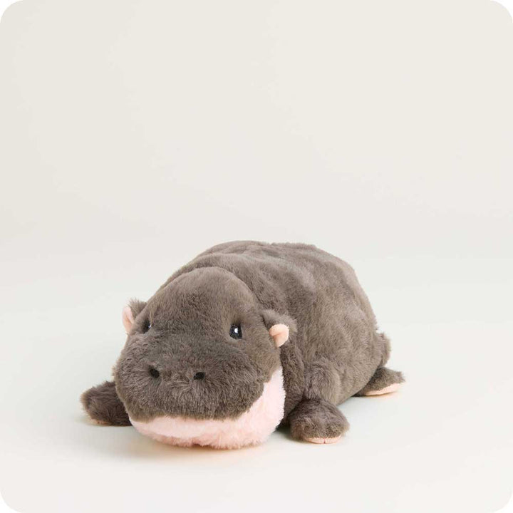 Plush toy hippo on a white background