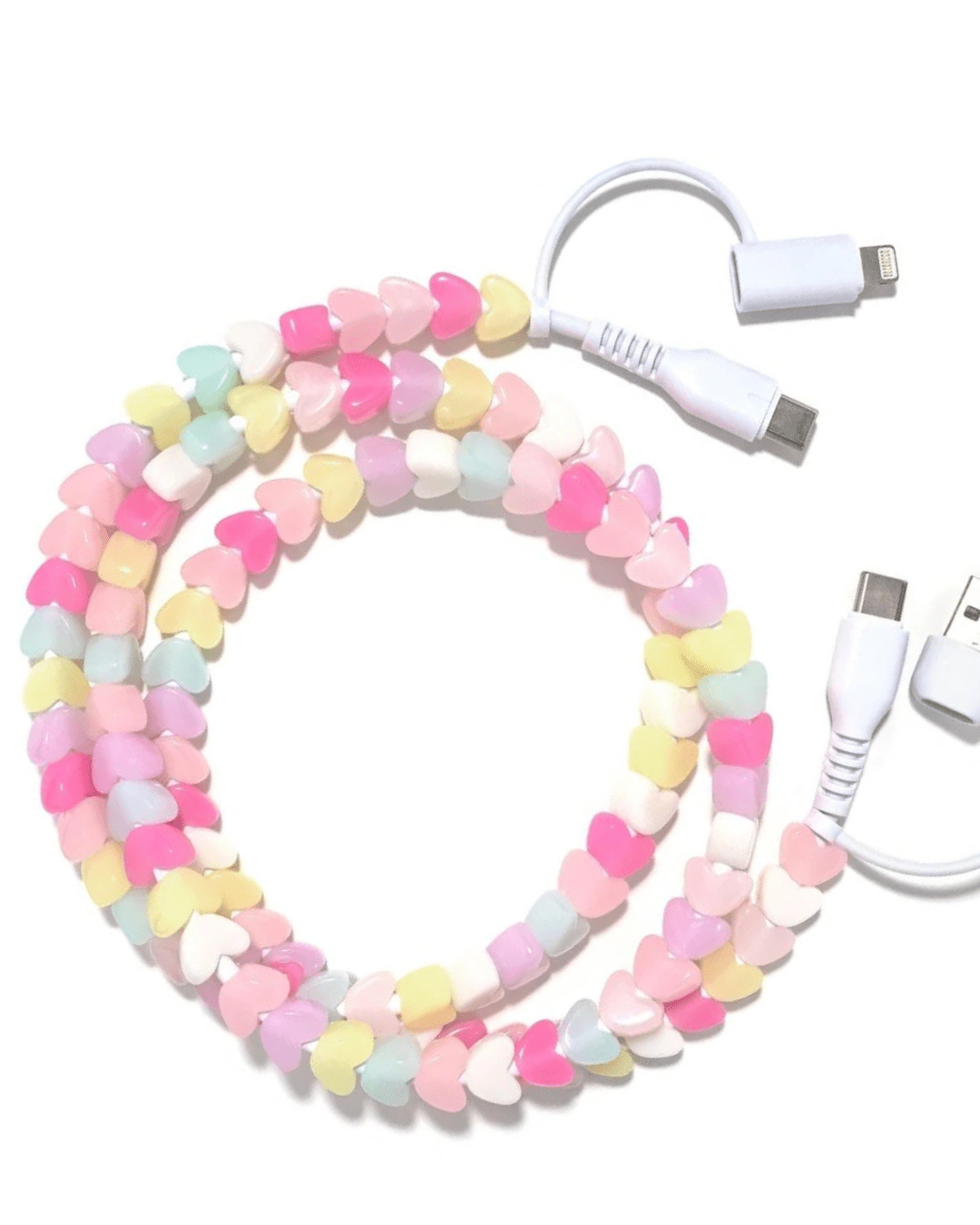 Jelly Hearts Beaded Charging Cable - eloise boutique