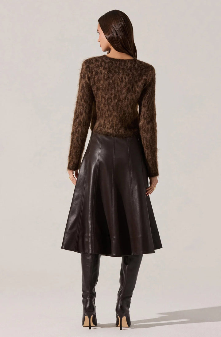 Katria Fuzzy Crewneck Cardigan - eloise boutique