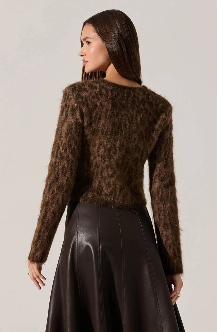 Katria Fuzzy Crewneck Cardigan - eloise boutique