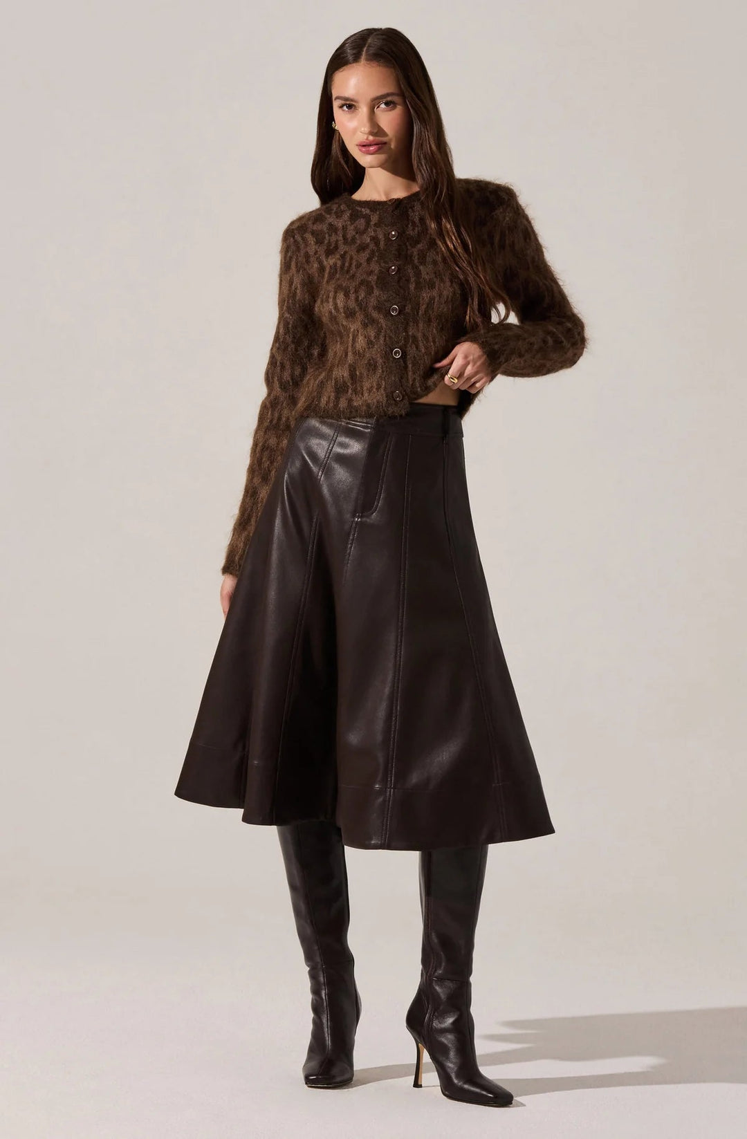 Katria Fuzzy Crewneck Cardigan - eloise boutique