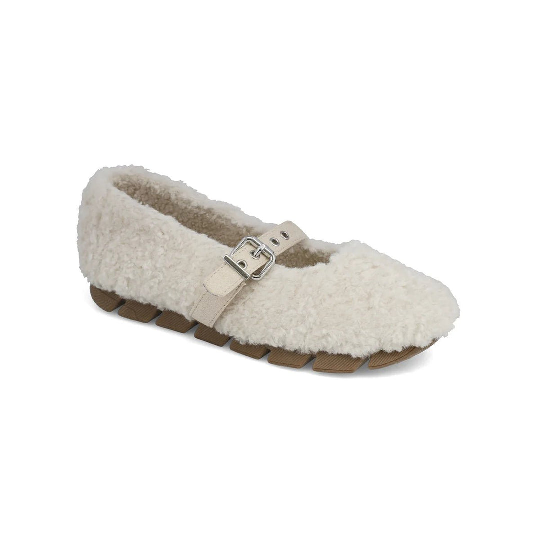 Kayti Cream Shearling Mary Jane - eloise boutique