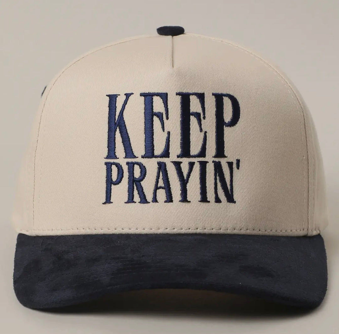 Keep Prayin’ Two - Toned Suede Canvas Trucker Hat - eloise boutique