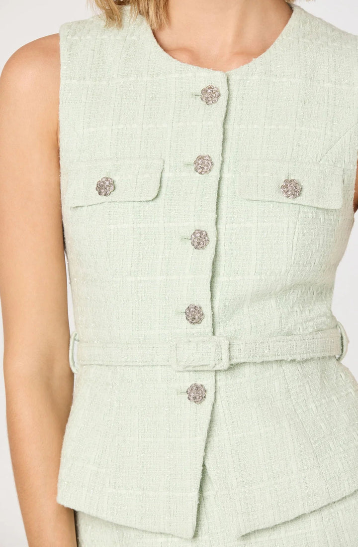 Kelson Belted Tweed Vest - eloise boutique