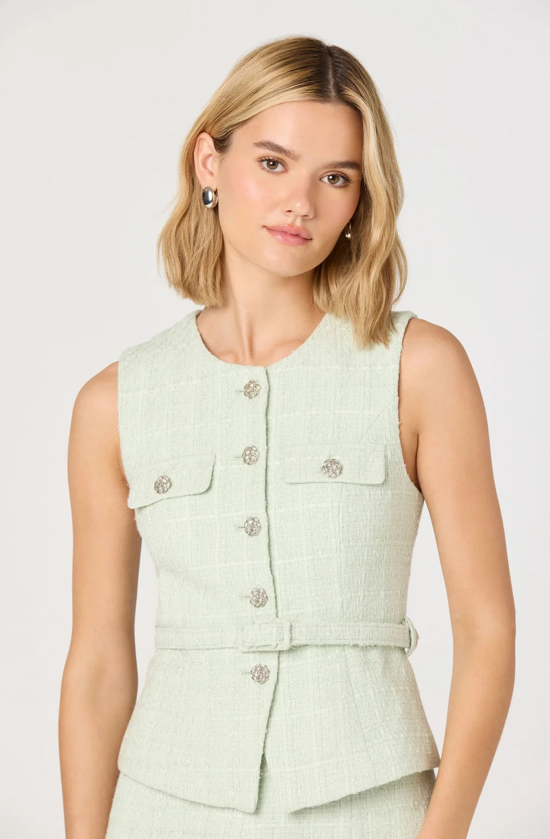 Kelson Belted Tweed Vest - eloise boutique
