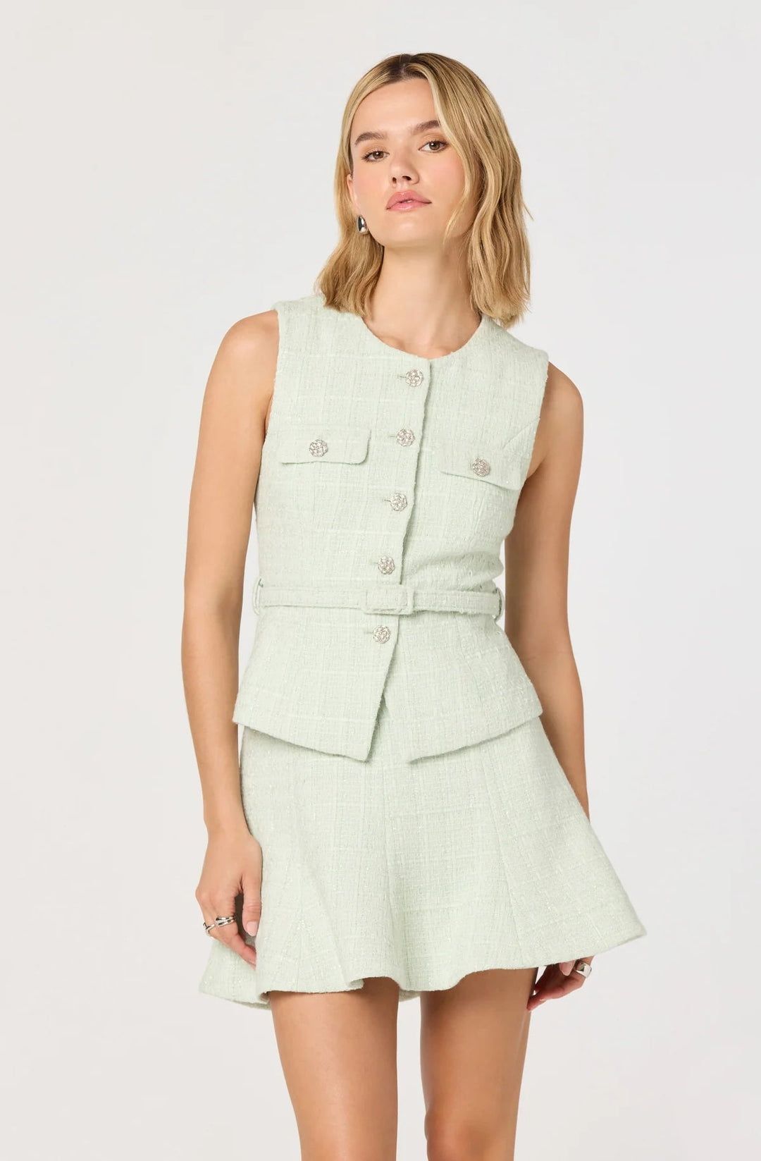 Kelson Belted Tweed Vest - eloise boutique
