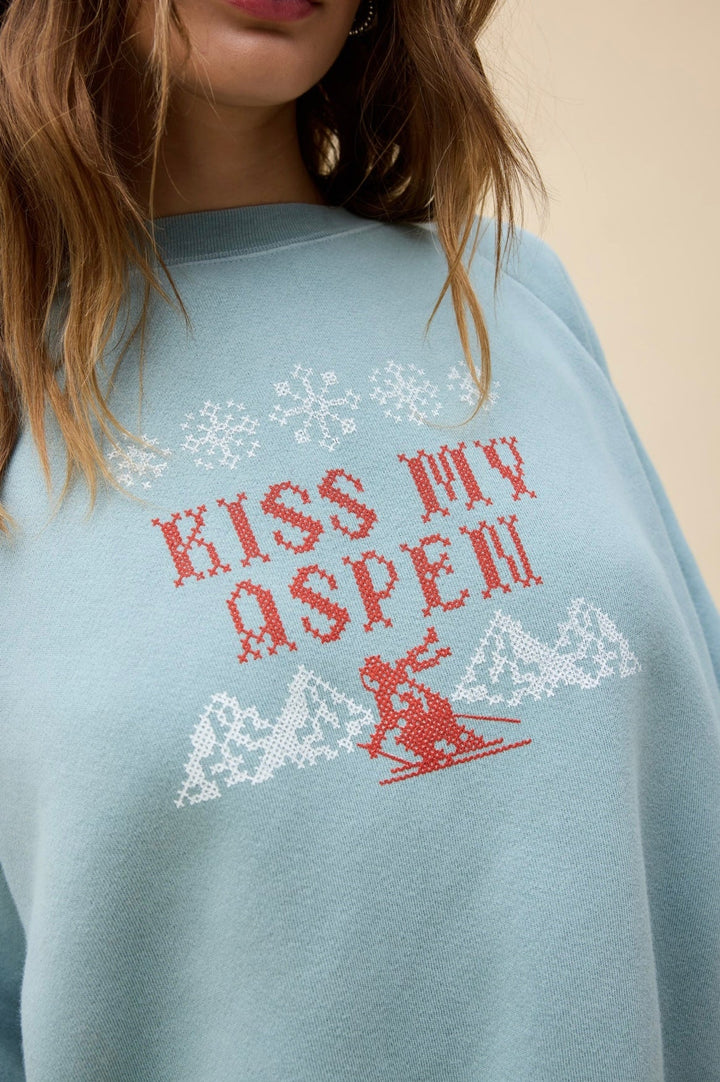 KISS MY ASPEN SHRUNKEN RAGLAN SWEATSHIRT - eloise boutique