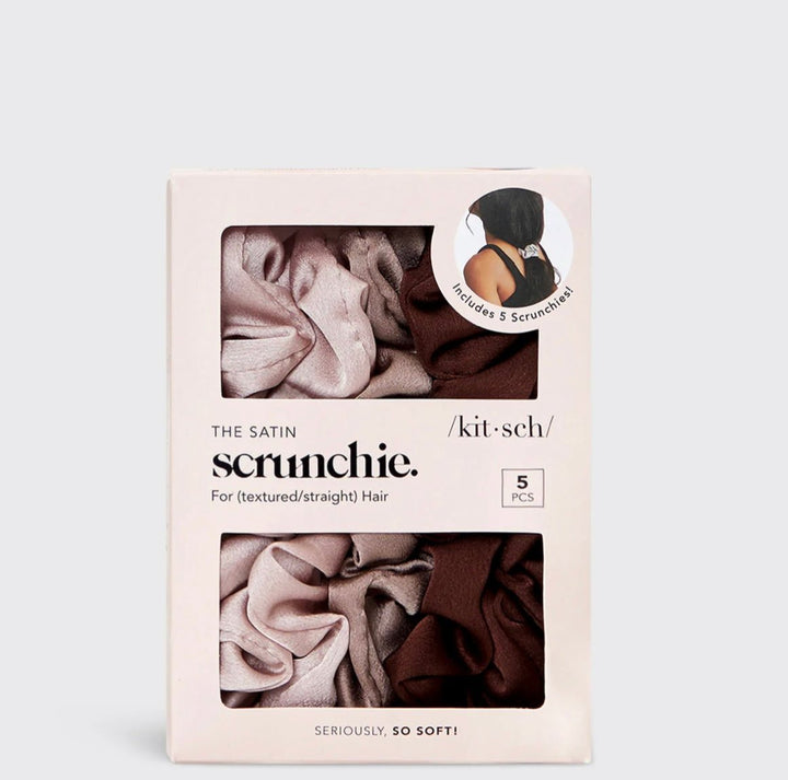 Kitsch Cameo Satin Sleep Scrunchies 5pc Set - eloise boutique