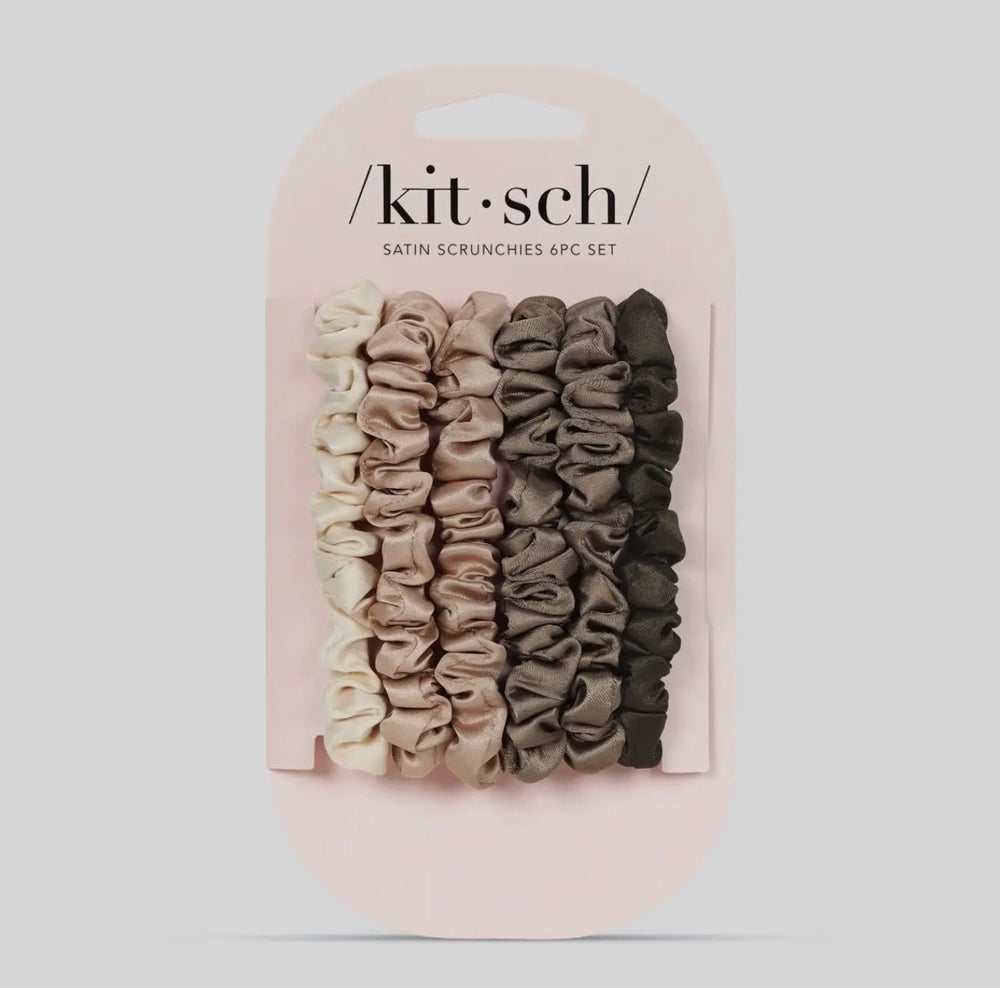 Kitsch Ultra Petite Satin Scrunchies 6 Pc - Eucalyptus - eloise boutique