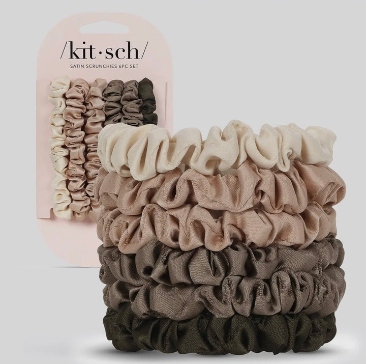 Kitsch Ultra Petite Satin Scrunchies 6 Pc - Eucalyptus - eloise boutique