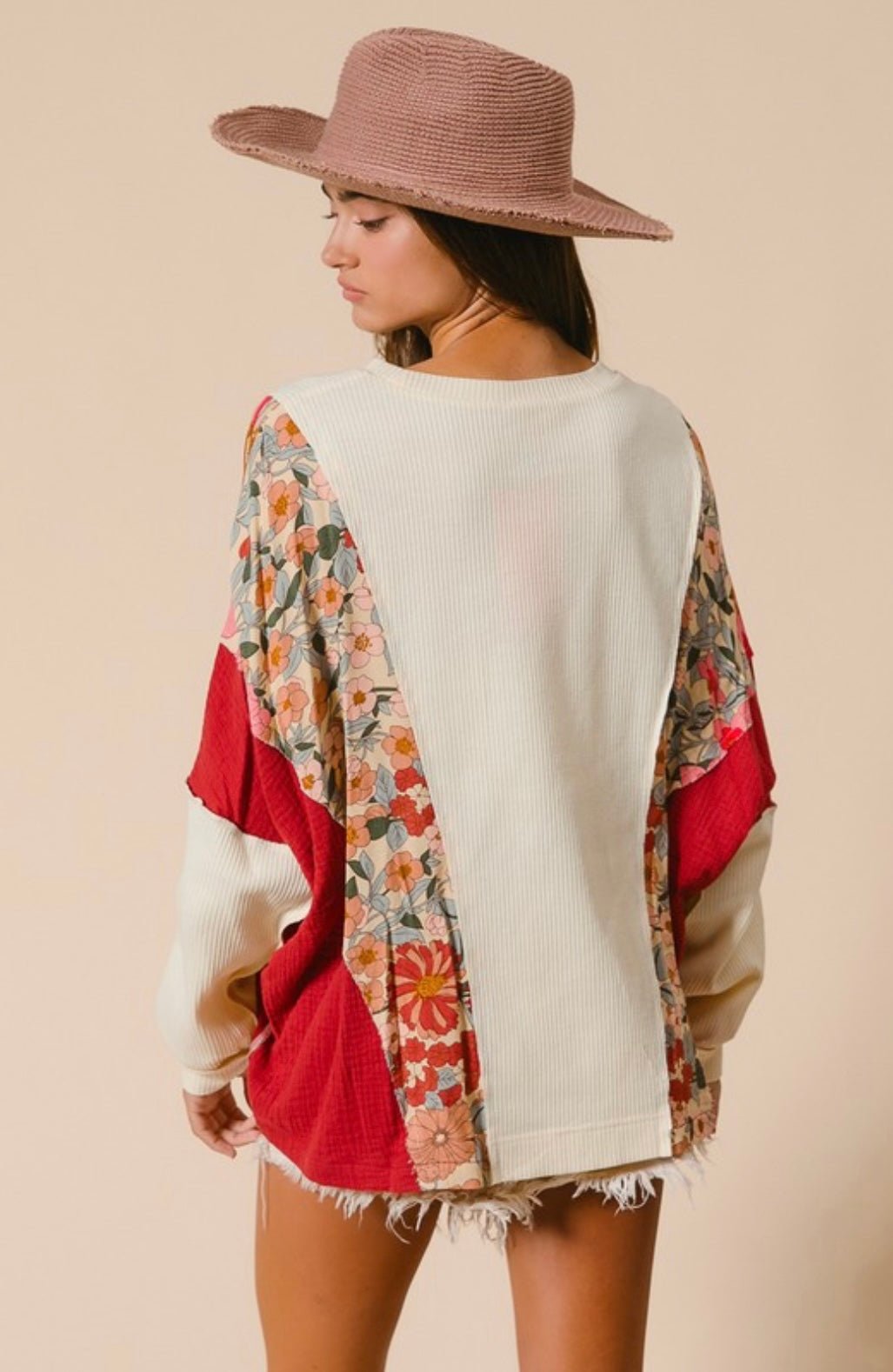 Knit and Print Mix and Match Rust Star Top - eloise boutique