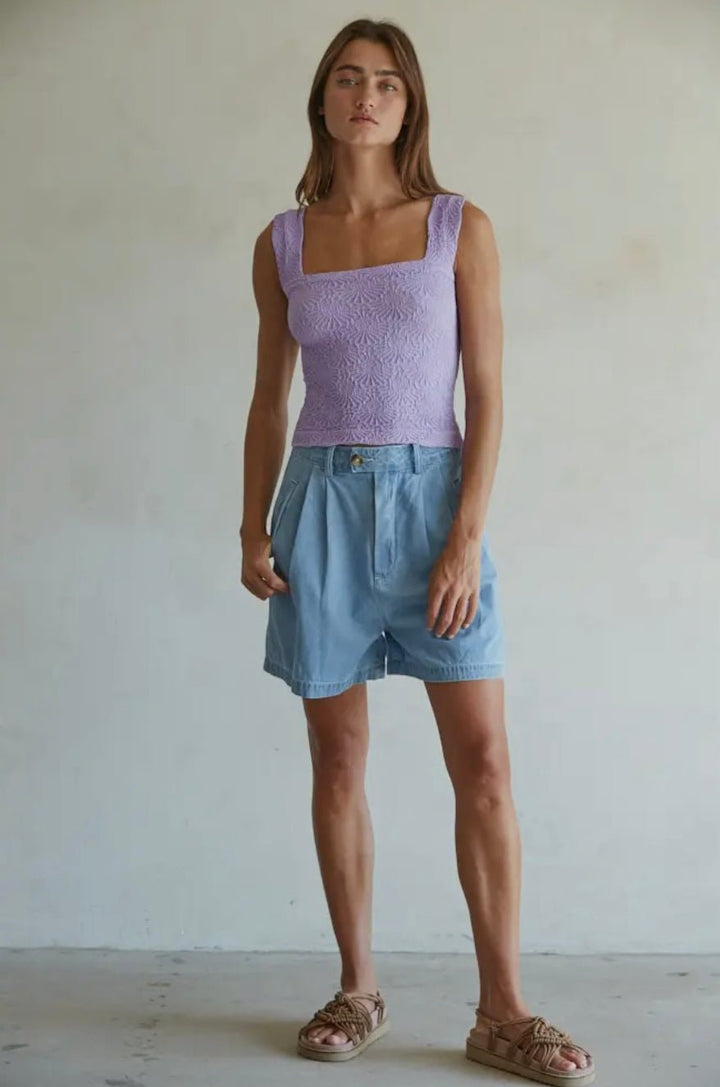 Knit Modal Seamless Jacquard Tank - One Size - eloise boutique