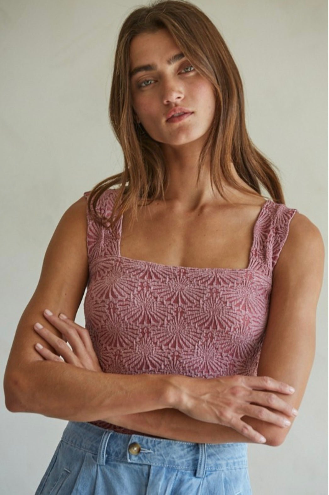 Knit Modal Seamless Jacquard Tank - One Size - eloise boutique