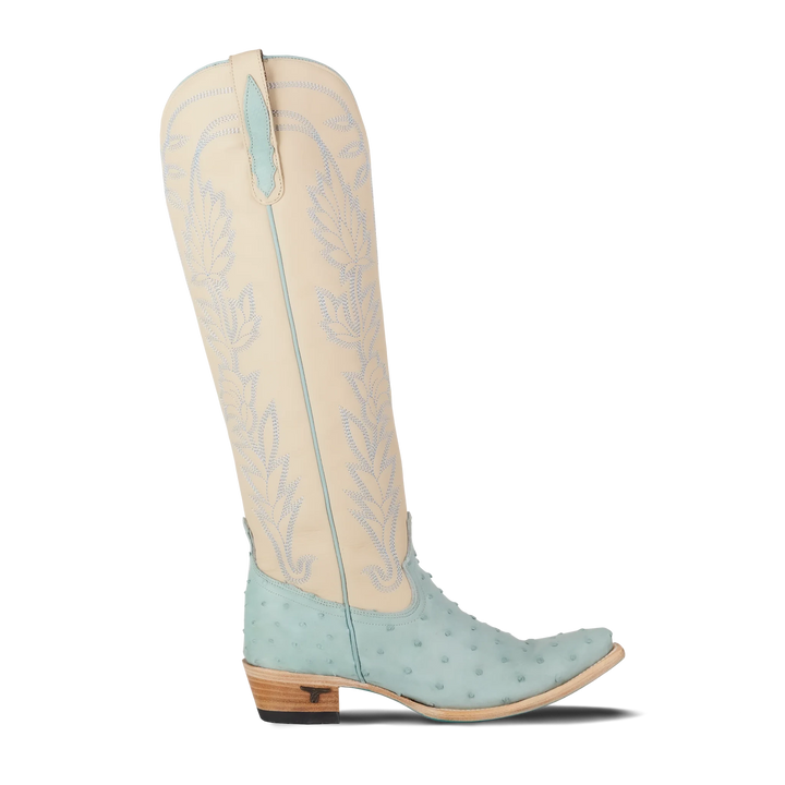 LANE Sandaga Knee High - Powder Blue Ostrich - eloise boutique