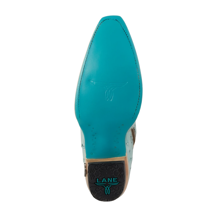 LANE Sandaga Knee High - Powder Blue Ostrich - eloise boutique