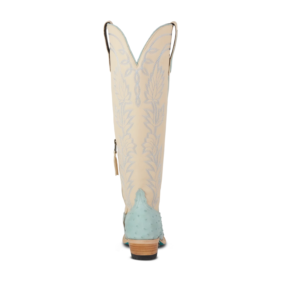 LANE Sandaga Knee High - Powder Blue Ostrich - eloise boutique