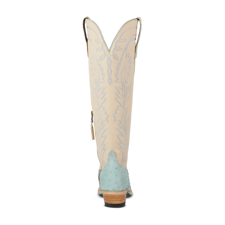 LANE Sandaga Knee High - Powder Blue Ostrich - eloise boutique