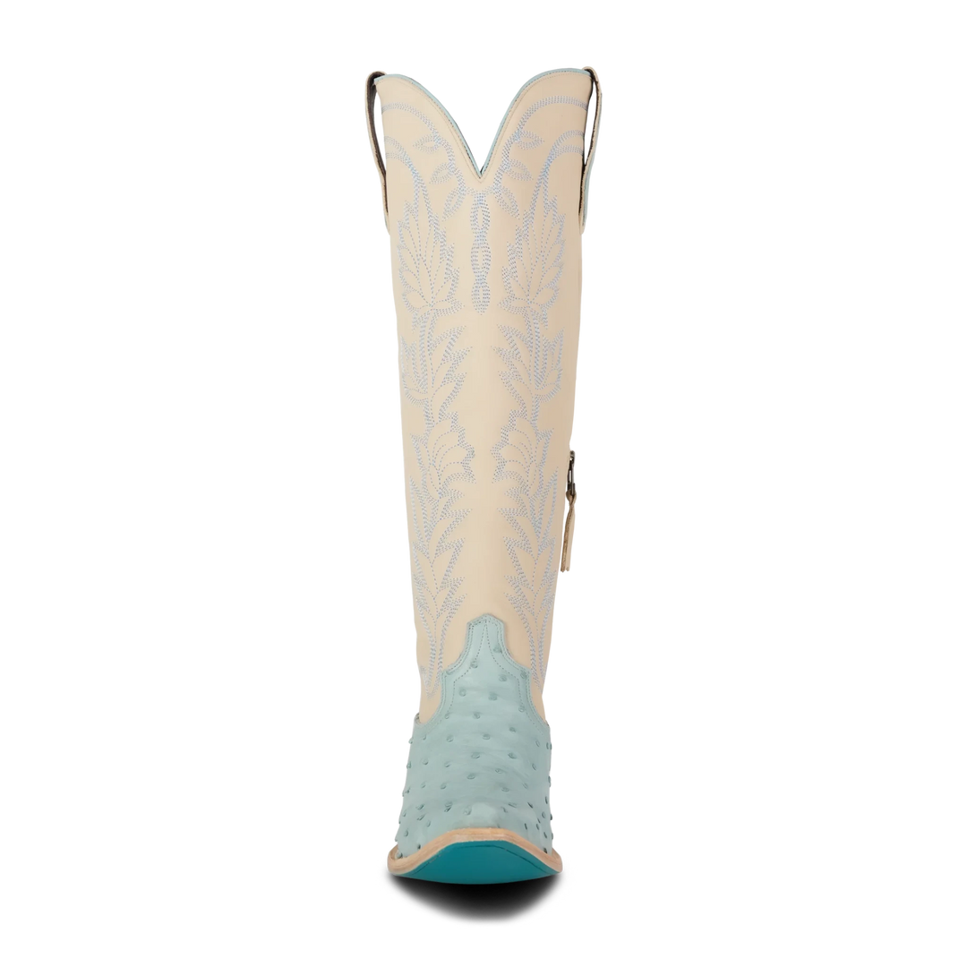 LANE Sandaga Knee High - Powder Blue Ostrich - eloise boutique