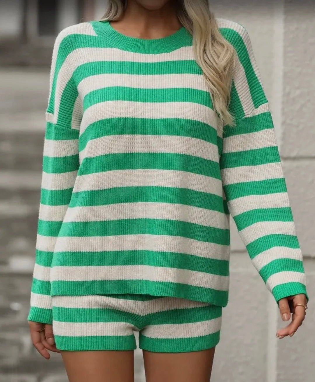Long Sleeve Striped Knit Set - eloise boutique