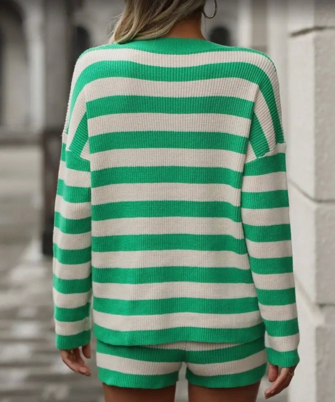 Long Sleeve Striped Knit Set - eloise boutique
