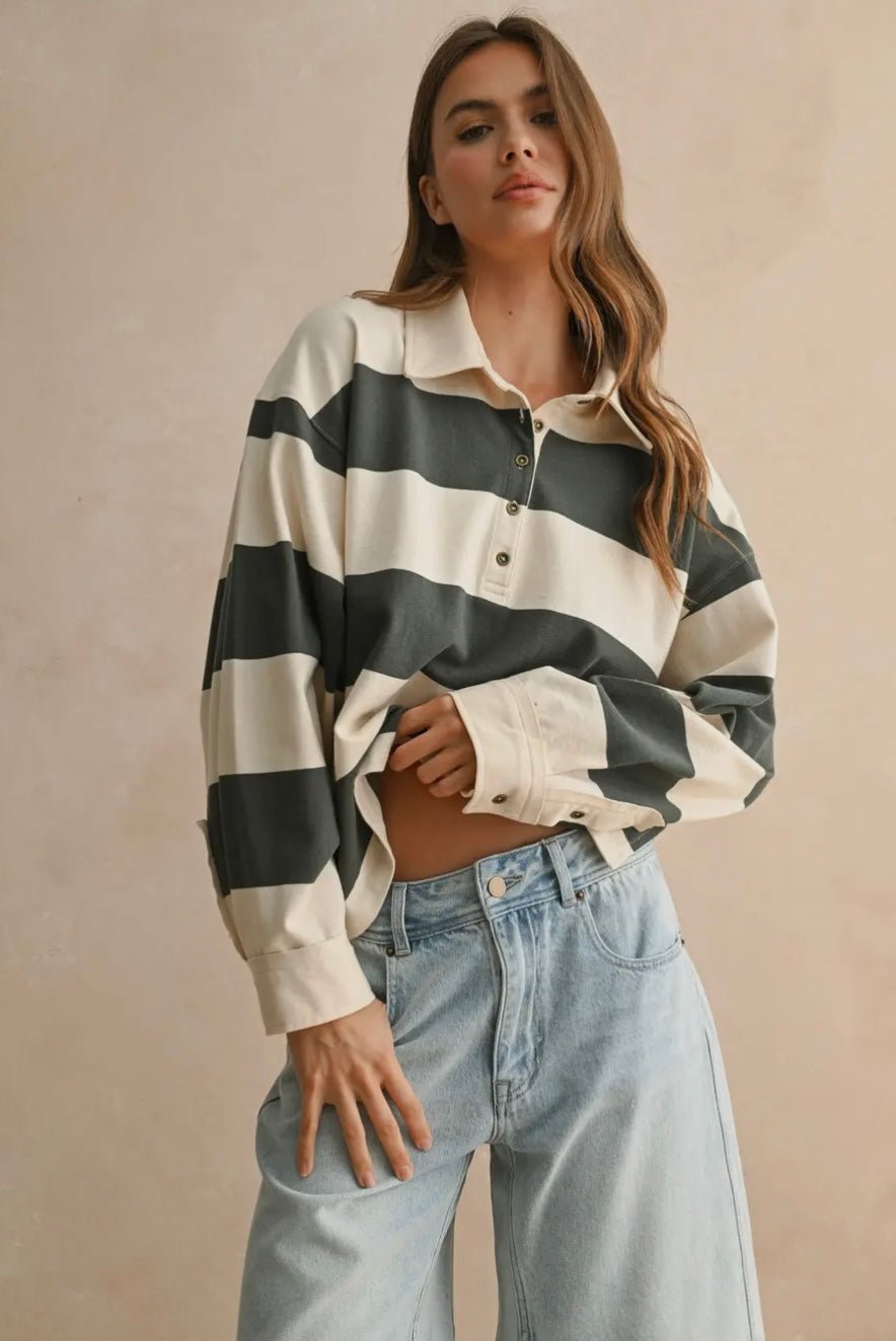 Long Sleeve Wide Panel Knitted Shirt - eloise boutique