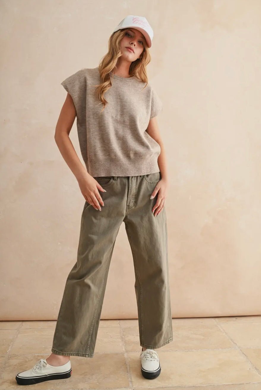 Loose Fit Short Sleeve Sweater Top - eloise boutique