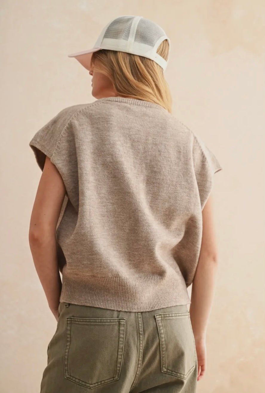 Loose Fit Short Sleeve Sweater Top - eloise boutique