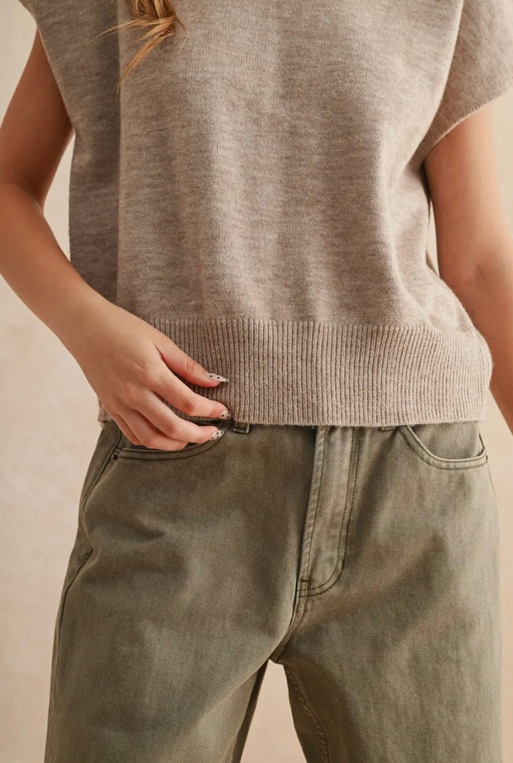 Loose Fit Short Sleeve Sweater Top - eloise boutique