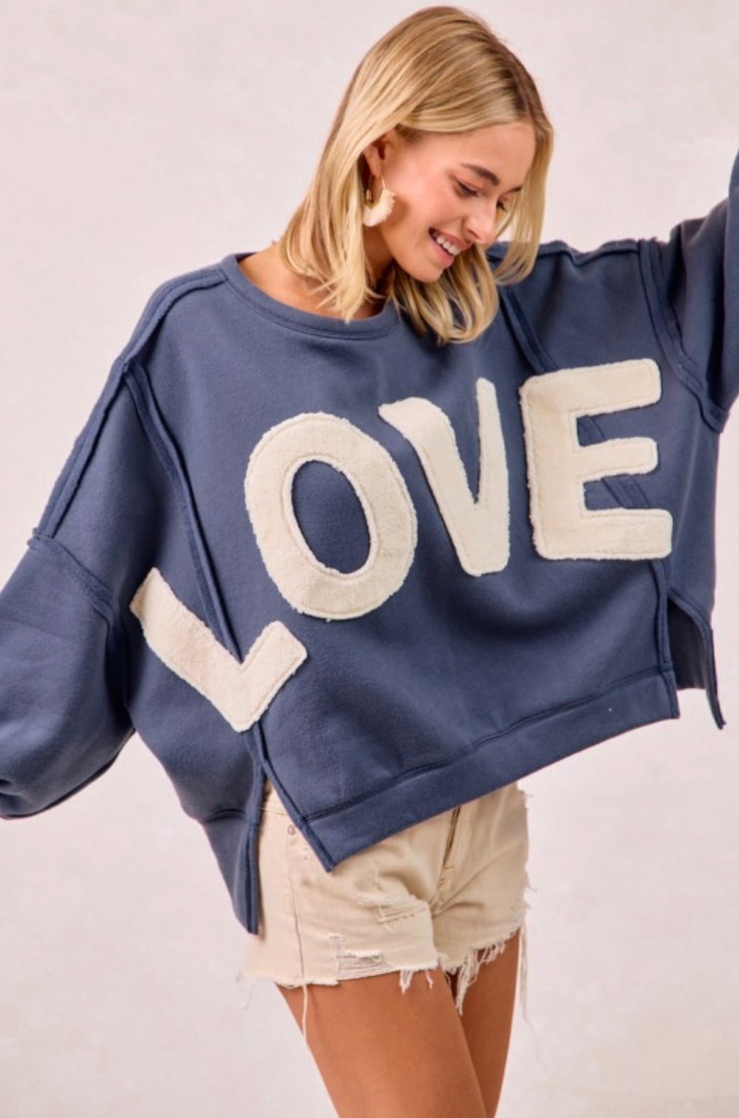 Love Patchwork Fleece Sweatshirt - eloise boutique