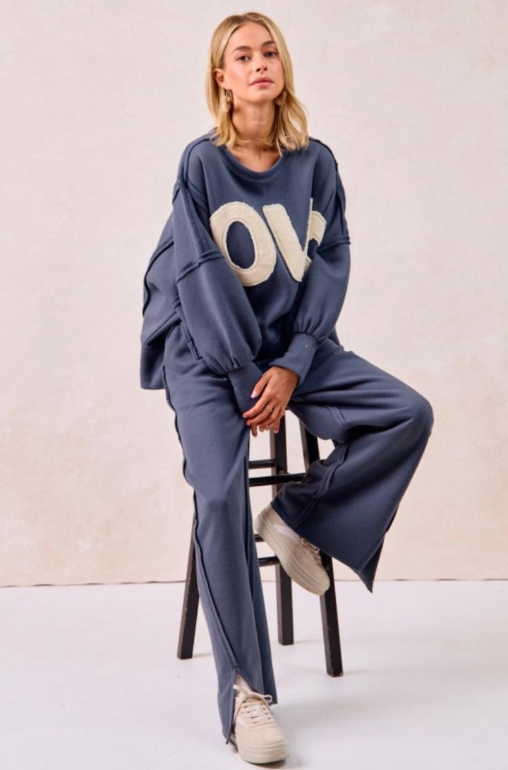 Love Patchwork Fleece Sweatshirt - eloise boutique